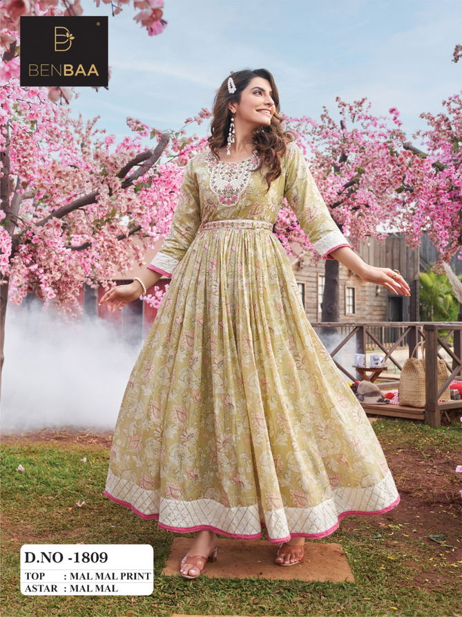 Blossoming Benbaa Designe Size Set Wholesale Anarkali Kurtis Catalog